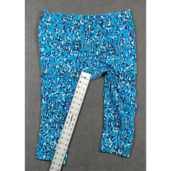 Nike Dri-FIT Leggings Women XL Blue Cropped Activewear Athleisure Gym Training - Picture 6 of 10